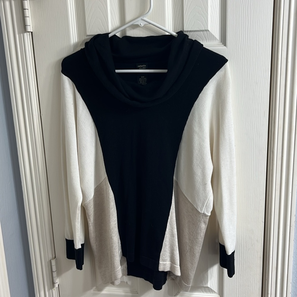 NWT Rafaella Studio Colorblock Sweater with Cowl Neck